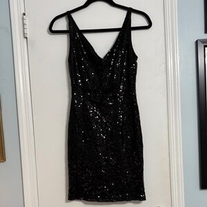 Lulu's Black Sequin Mini Dress